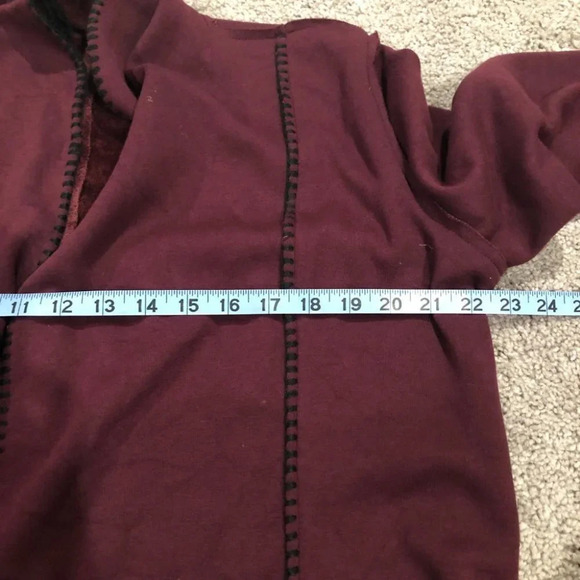 6 Soft Surroundings Red Cozy Carefree Jacket Fleece Lined Topper Cardigan Size M - Picture 8 of 10